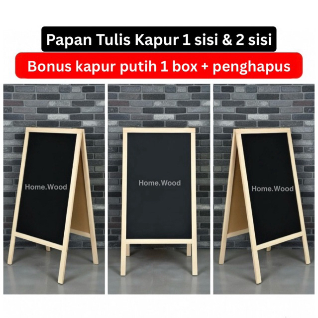 PAPAN TULIS KAPUR 2 ARAH 50x100cm (Bonus Kapur 1 Box + Penghapus) PAPAN TULIS BLACKBOARD / PAPAN TUL