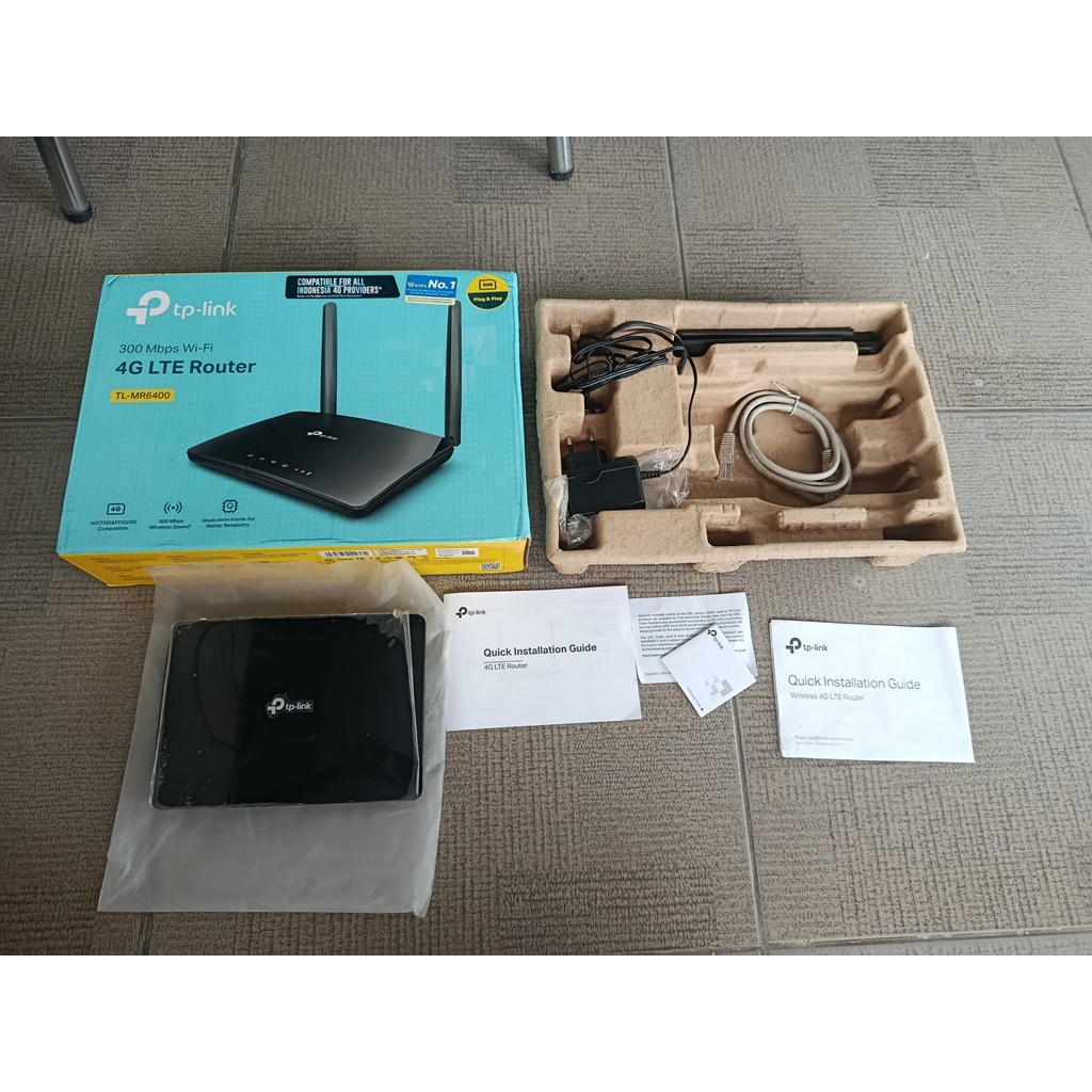Tp-Link TL-MR6400 -V. 5.20 - 4G LTE Router 300Mbps Wifi - Simcard Unlocked - Bekas Fullset