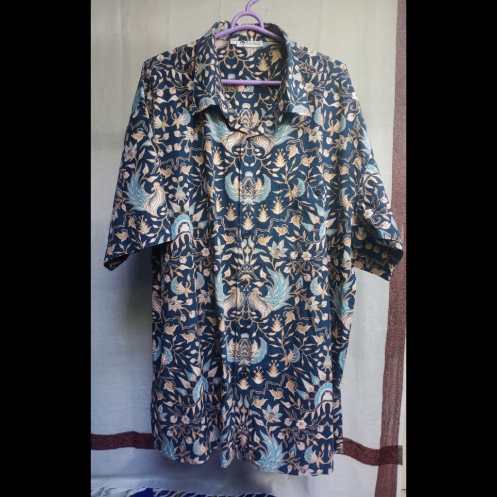 BATIK KERIS Pria Size{ L } Navy Katun # preloved bekas second pl used keris fashion cotton print baj