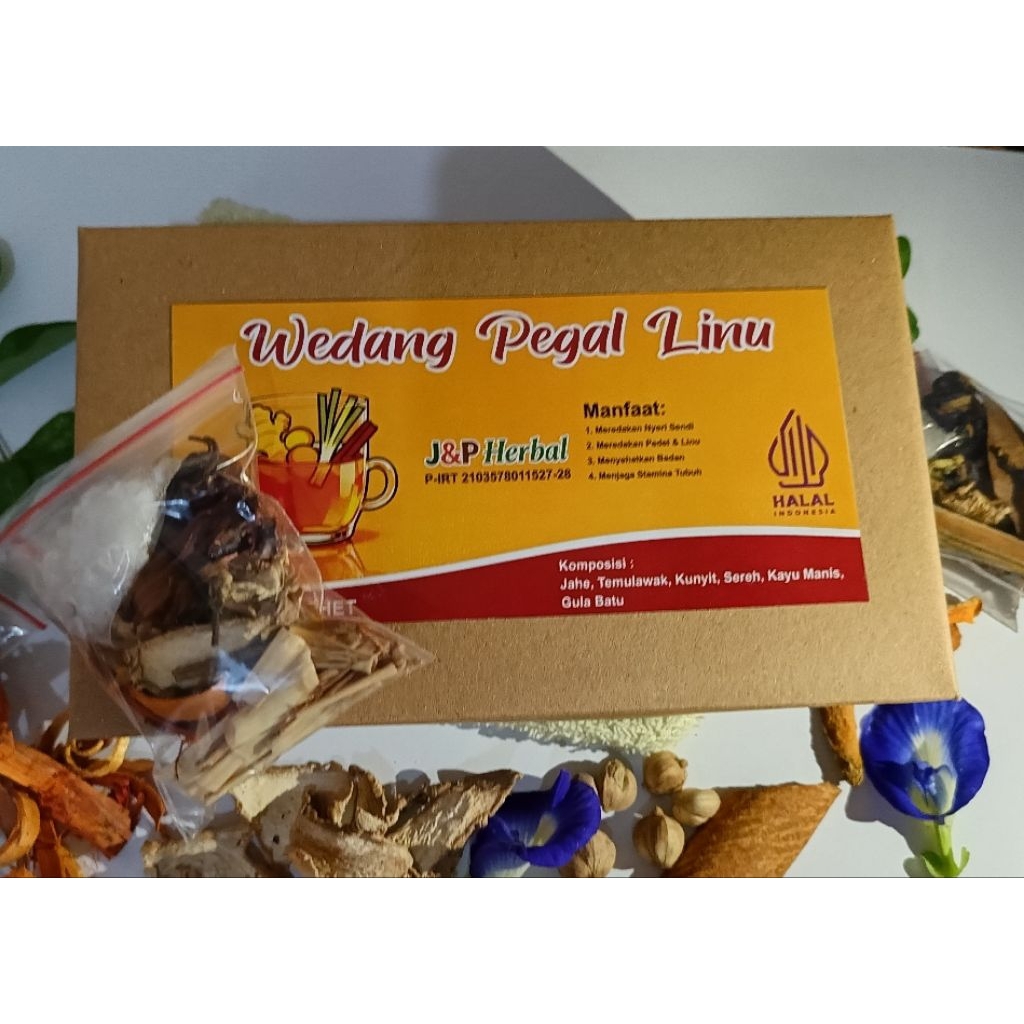 Wedang pegel linu 10 bungkus rempah premium J&P herbal komplit dengan gula batu