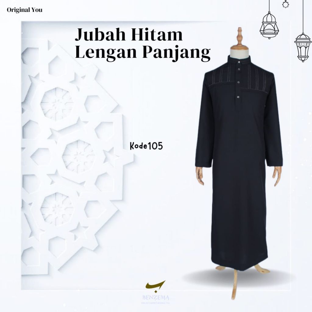 105 Benzema354 - Jubah Hitam Tangan Panjang Oblong Size Anak