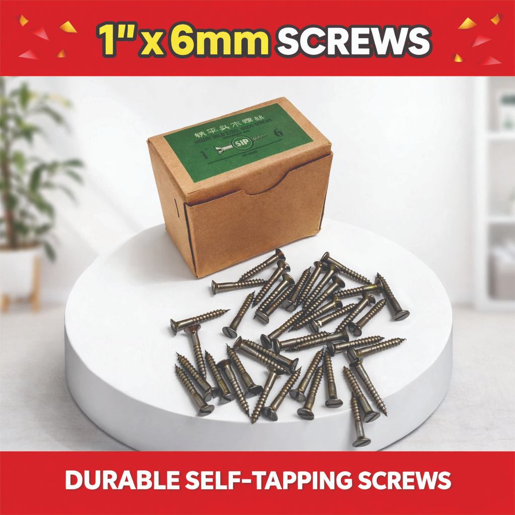SIP Sekrup Kayu 1" x 6 – Bright Mild Steel Wood Screw per Box (Sekrup Kayu Baja Ringan)