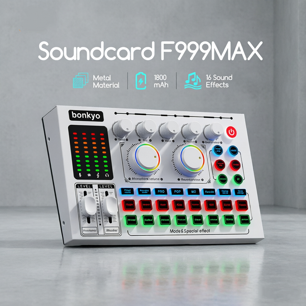 Bonkyo New upgraded metal material F999/F999MAX Sound Card Bluetooth Live SoundCard F999MAX Soundcar