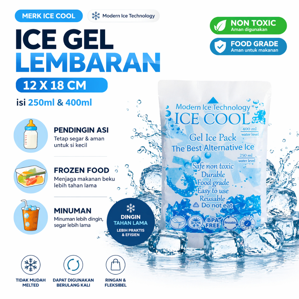 Ice Gel Pack Besar Ice Pack Es Jelly Pendingin Ice Gel 12x18 cm