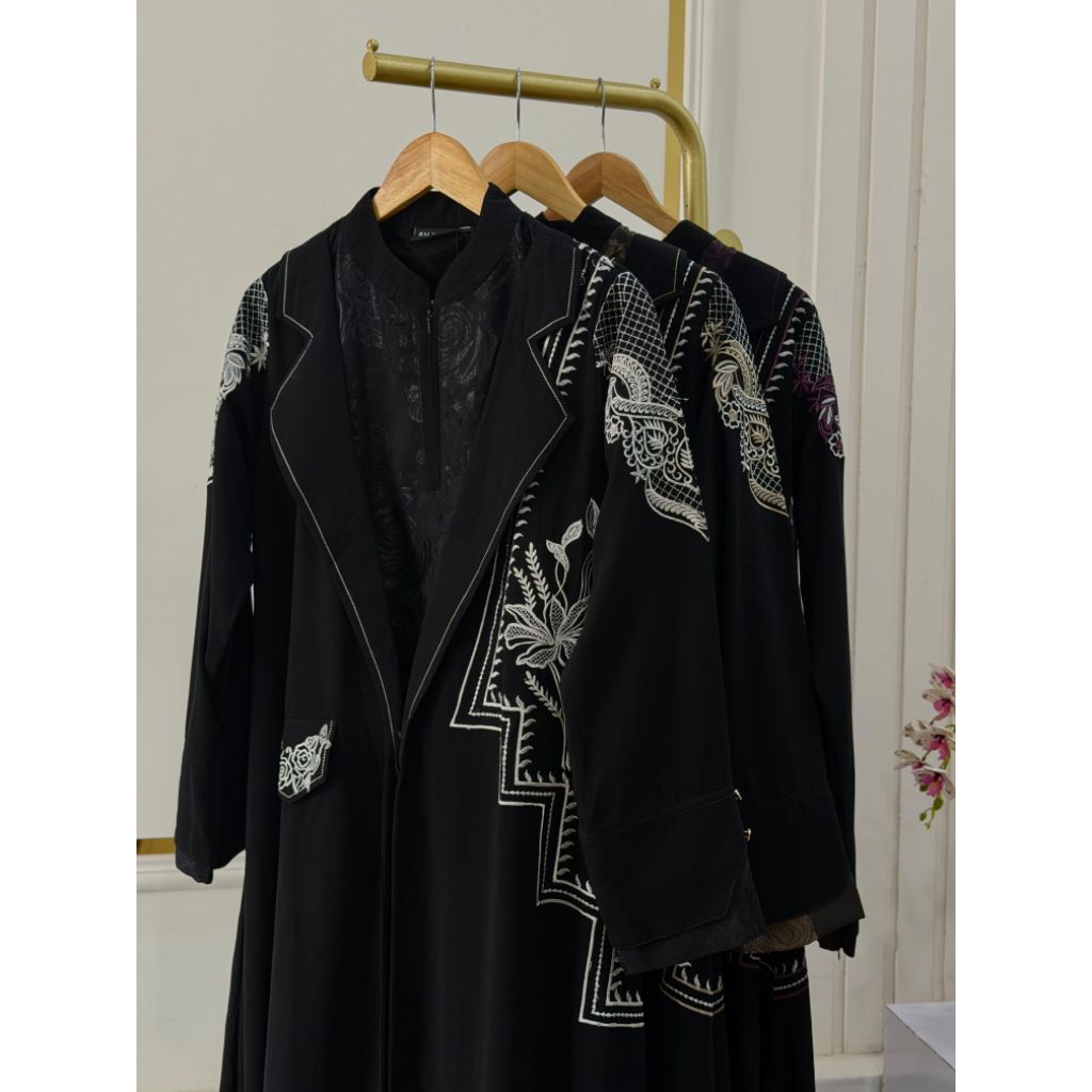 ABAYA SULTAN 03 BAHAN JETBLACK LD 110 PB 140 SAKU KANAN WUDHU FRIENDLY DAN FREE BROSS