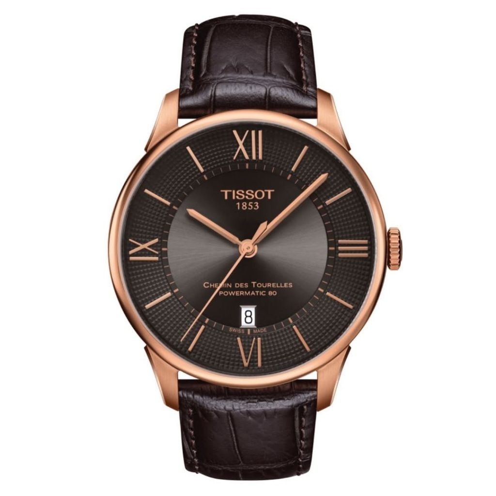 Original 100% Jam Tangan Pria Tissot T099.407.36.448.00 Chemin des Tourelles Leather Strap Swiss Mad