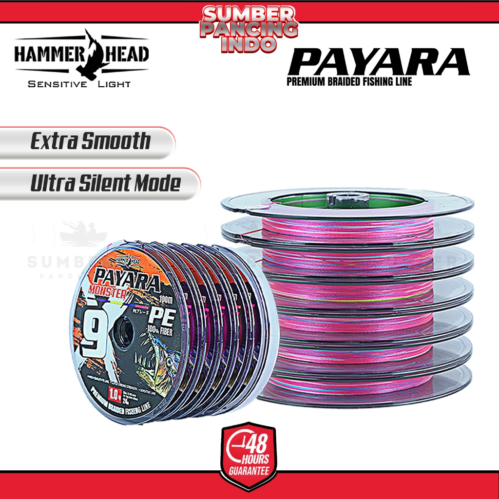 HAMMER HEAD Senar Pancing PE PAYARA MONSTER X9 Multi Color 100% PE Fiber Connecting Tali Pancing Jig