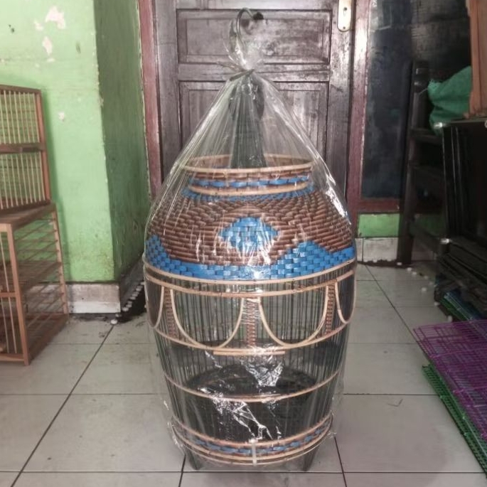KANDANG BURUNG PERKUTUT ROTAN RAJUT SINTETIS - SANGKAR BURUNG