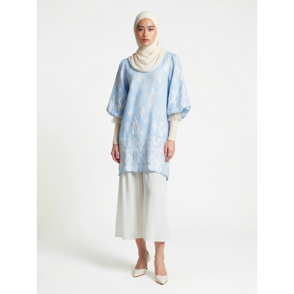 Eprise Yasmine Gamis Dress BLUE FP755C | Gamis Muslim Wanita | Dress Lebaran