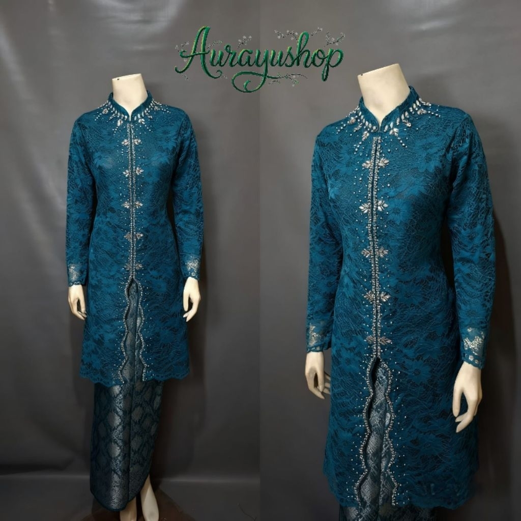 [Aurayushop] Jumbo - Set Kebaya Busui Full Brokat Model Zigzag || Kebaya Ibu Besan || kebaya Wisuda 
