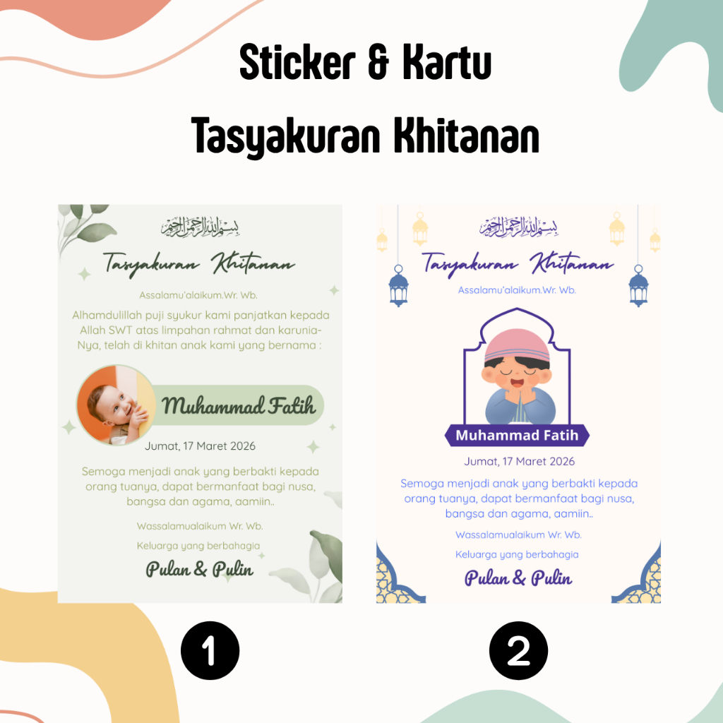 Sticker Kartu Tasyakuran Khitan Khitanan Sunatan