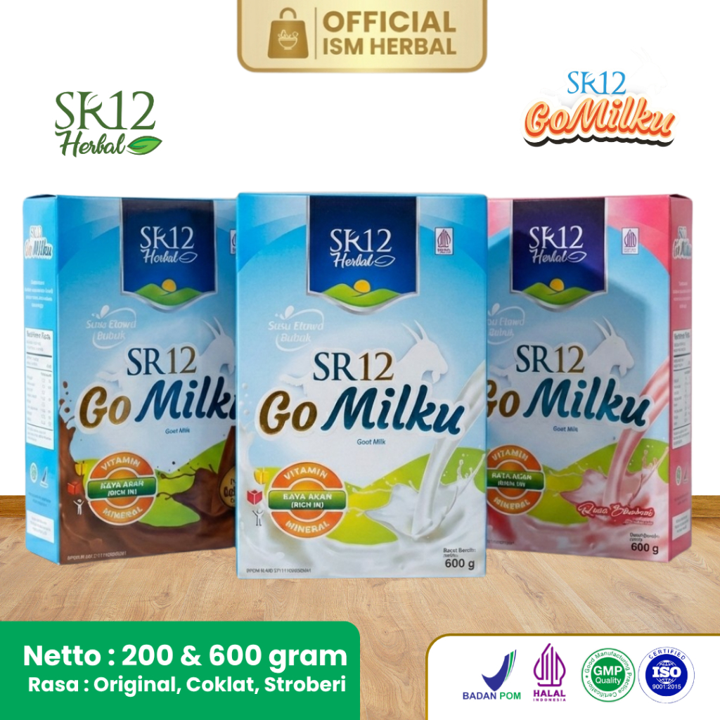 SR12 GoMilku Susu Etawa Original Cokelat Stroberi Sehat Alami 200g 600g Makassar