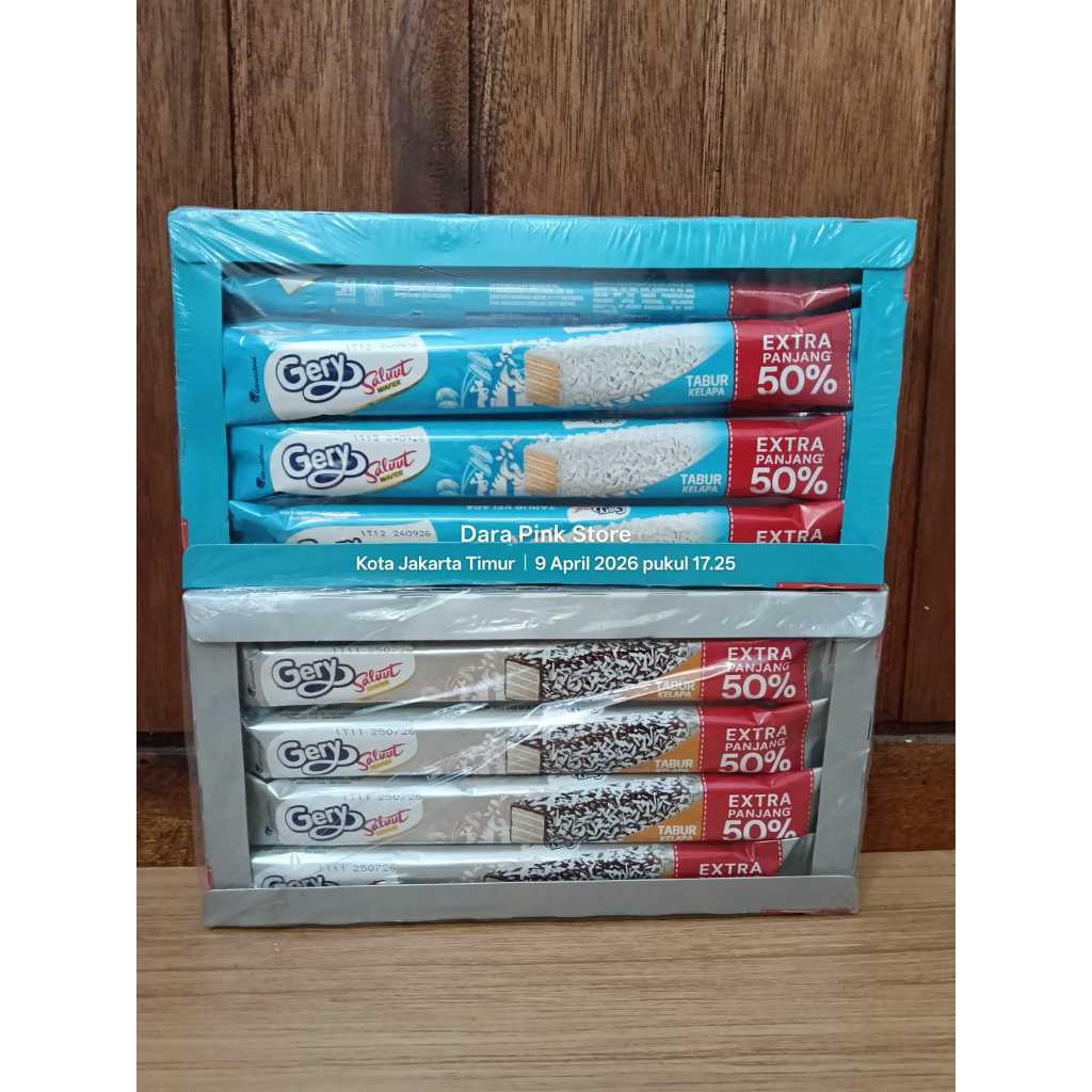 GERY Salut Wafer Tabur Kelapa (isi 12pcs /Box) / Gery Wafer Coklat & Vanila / Aneka Cemilan Anak Mur