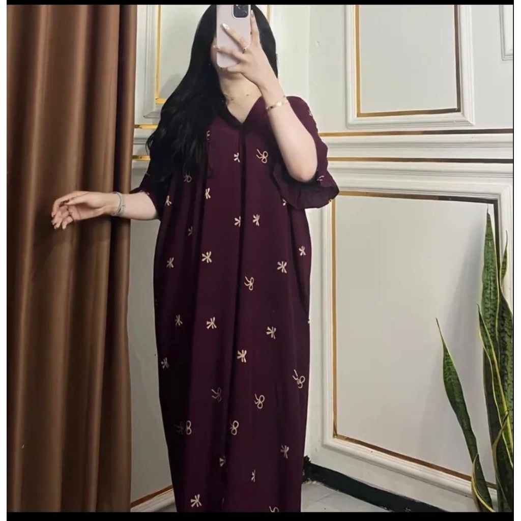 Dres Paula Rayon Motif pita daster wanita busui resleting nyaman