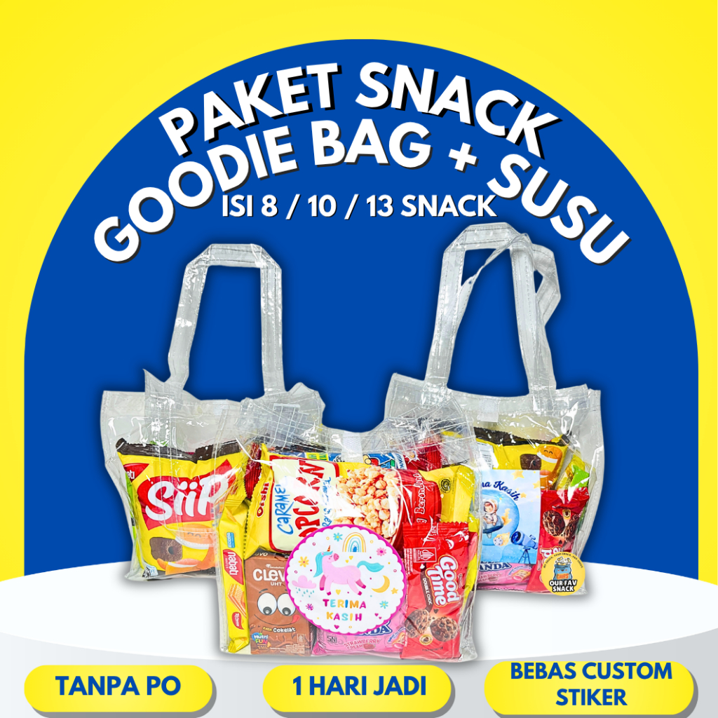 Paket Snack Ulang Tahun Anak dengan Susu Goodie Bag Ultah Hampers Ultah Bingkisan Snack Ultah Anak