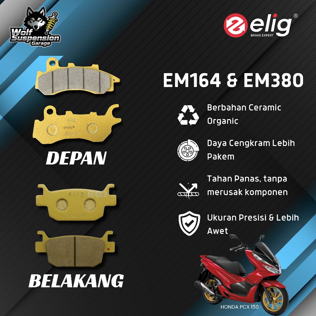 Elig Kampas Rem Depan Belakang Honda PCX 150 CBS EM164 & EM380
