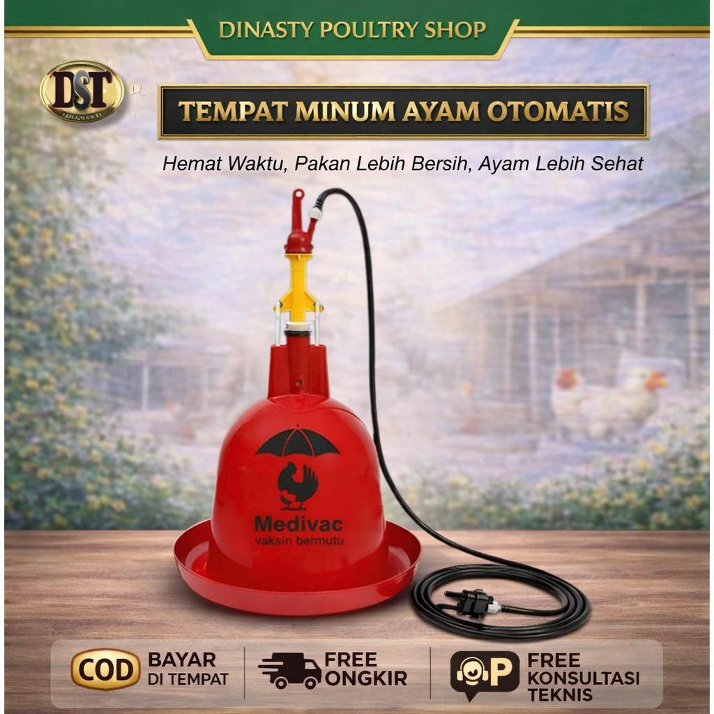 Tempat Minum Ayam Otomatis Gantung Medivac | Drinker Ayam Petelur Pedaging Anti Tumpah
