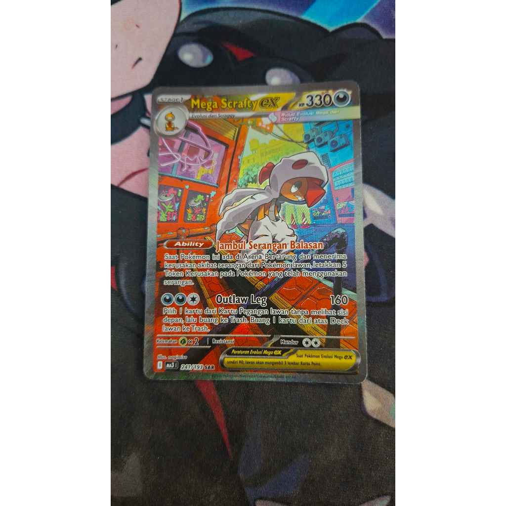 Mega Scrafty Ex Super Art Rare SAR 241/193 Mega Impian Pokemon TCG Indonesia