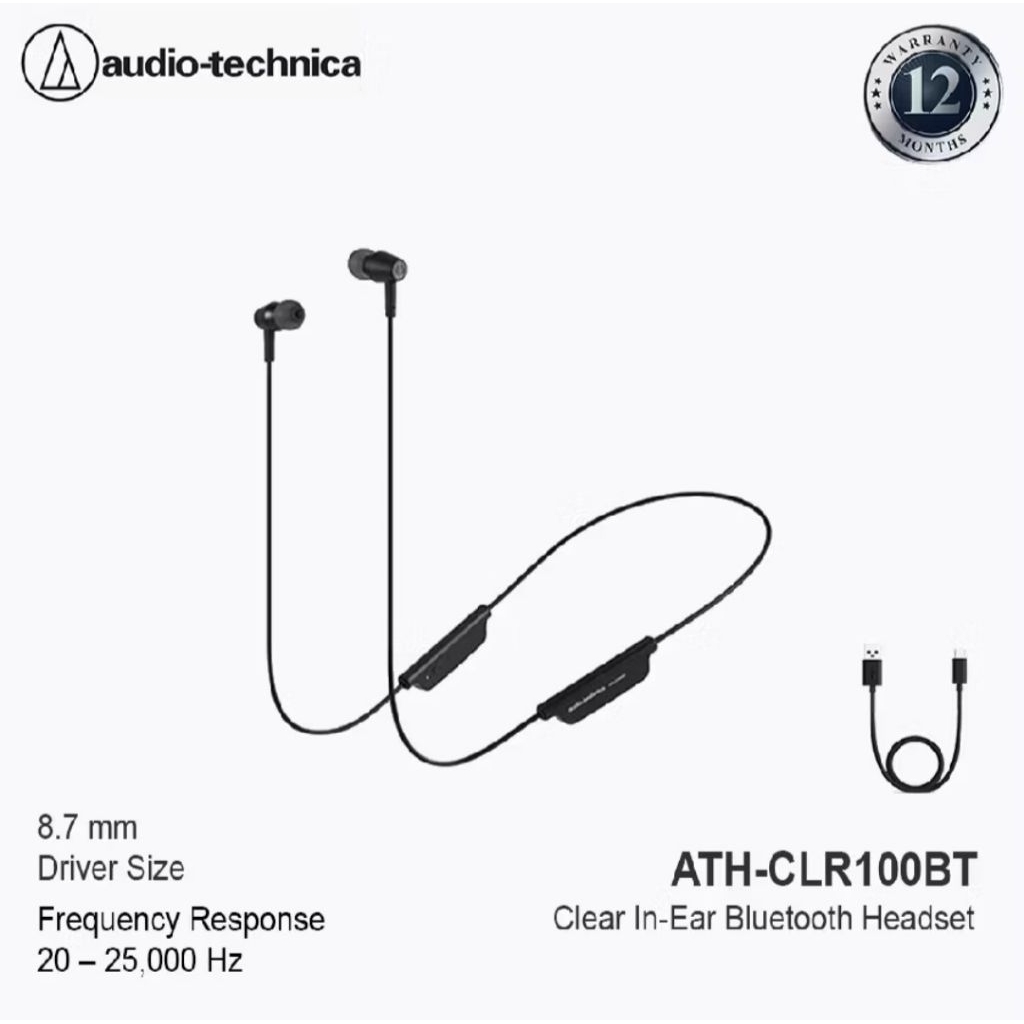 AR AUDIO-TECHNICA TWS ATH-CLR100BT In-Ear Wireless Bluetooth Headset Black