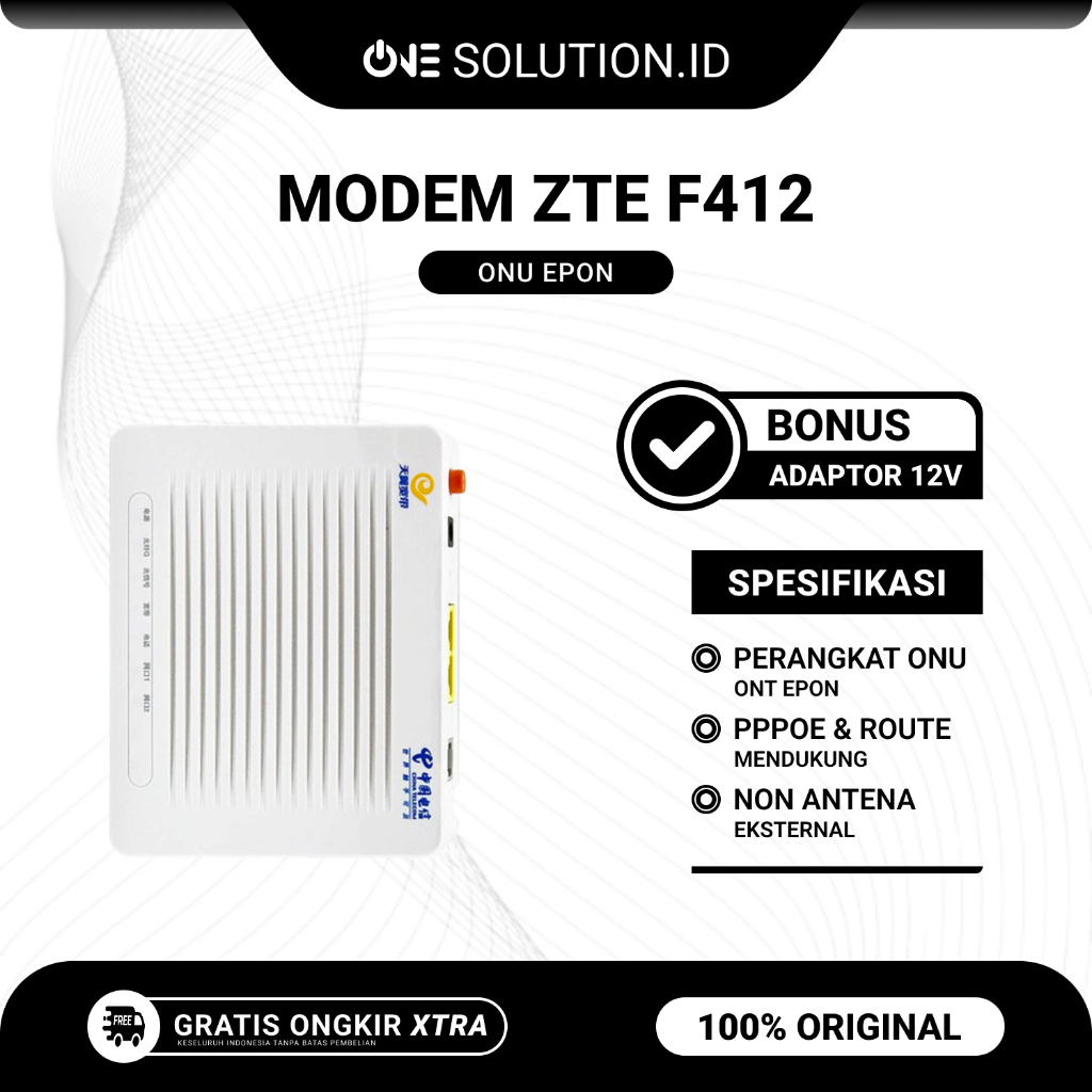 ZTE F412 Onu Ont Epon Non WiFi Modem Bekas Original Bonus Adaptor