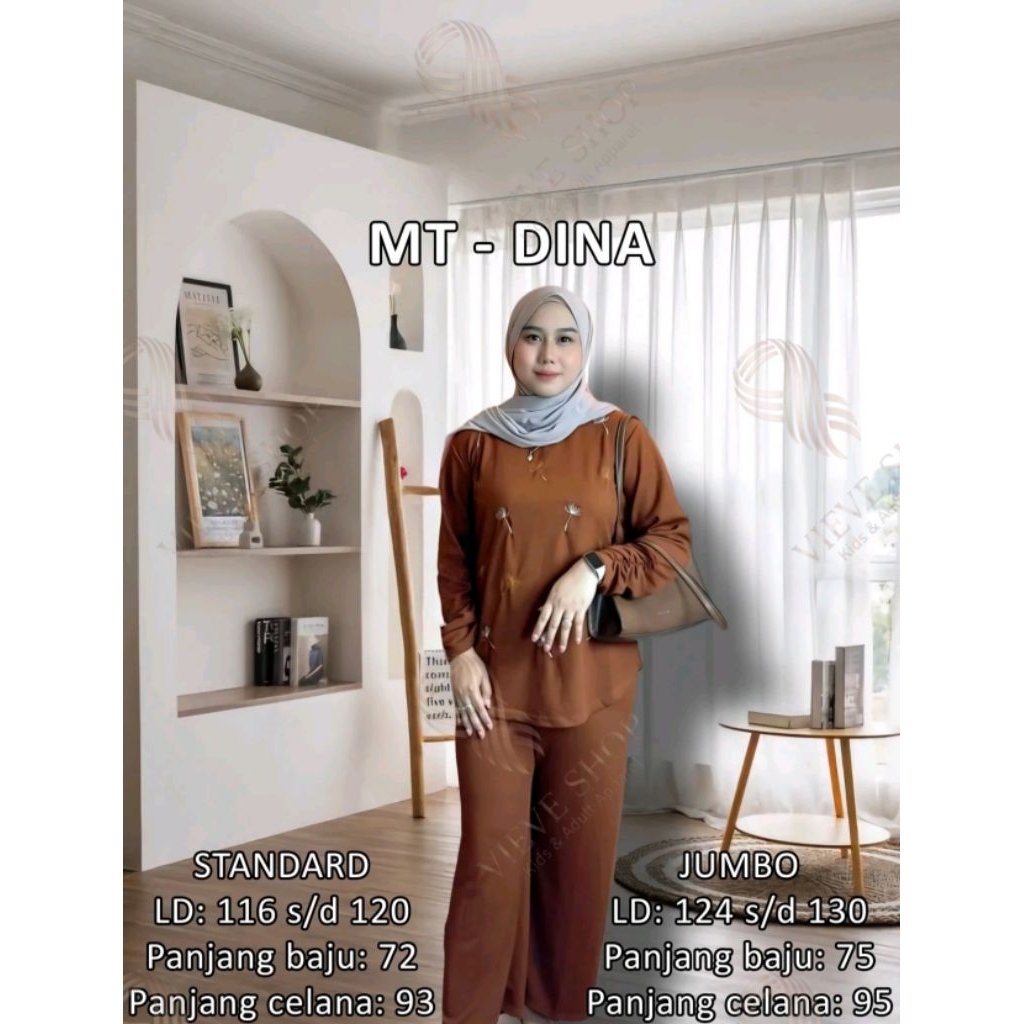 VS Setelan Oneset Wanita Dina Baju Celana Panjang Knit Osaka Adem Outfit Santai Elegan Jumbo Kekinia