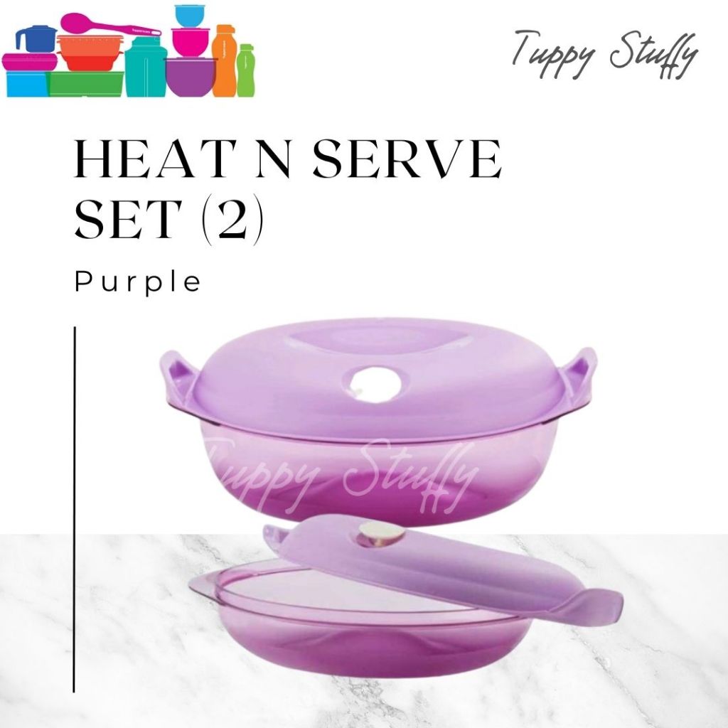 Tupperware Heat Server Set (2) -  Purple | Wadah lauk crystal / Prasmanan tupperware / wadah set  2
