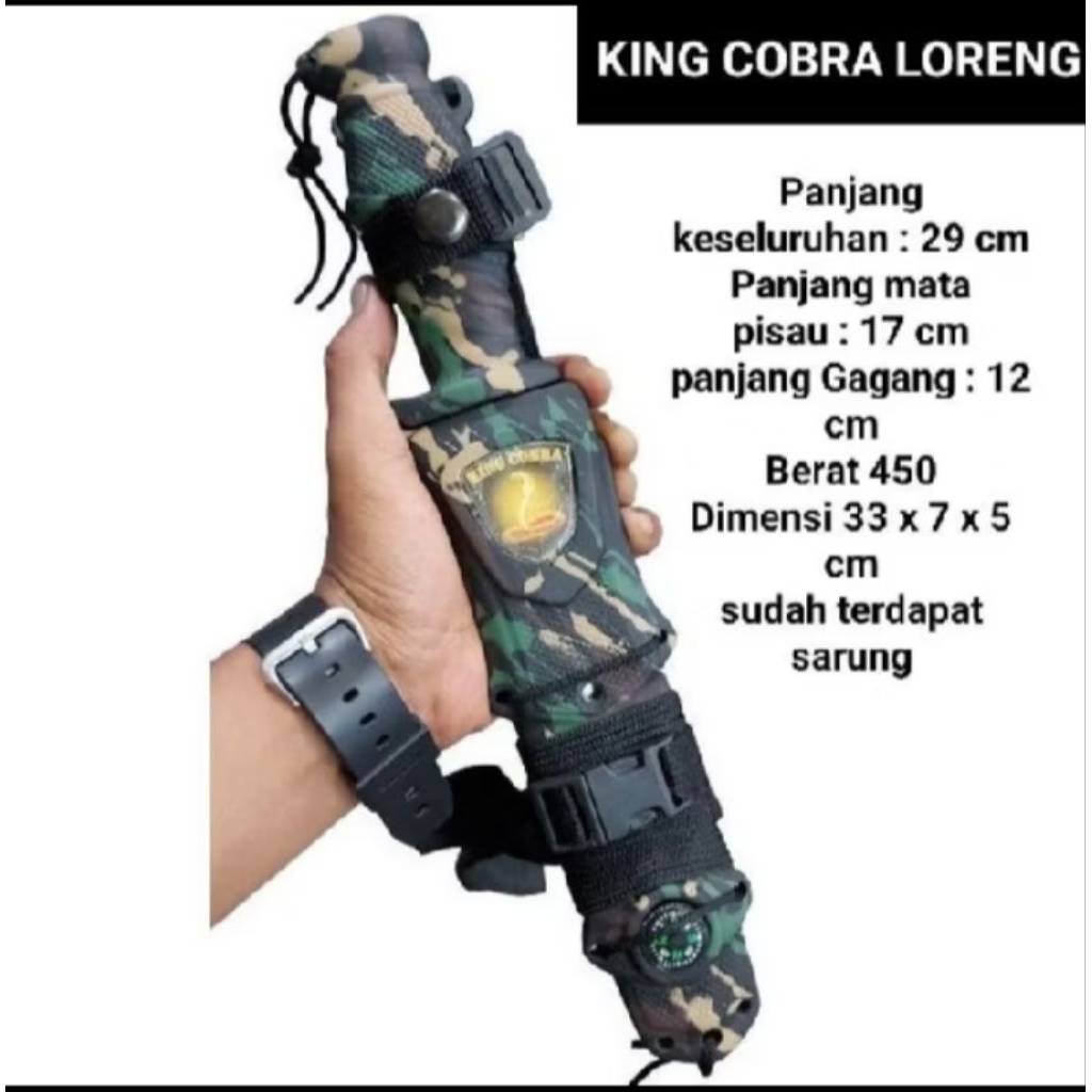 PJ New pisau king cobra loreng Rambo jumbo survival outdoor / pisau multifungsi serbaguna