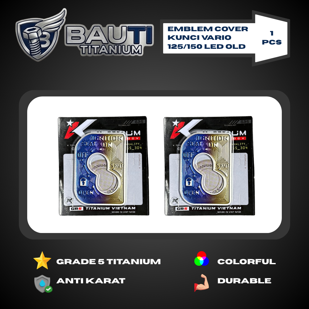 Emblem Cover Kunci Kontak Titanium untuk Motor Vario125 Vario 150 LED Old