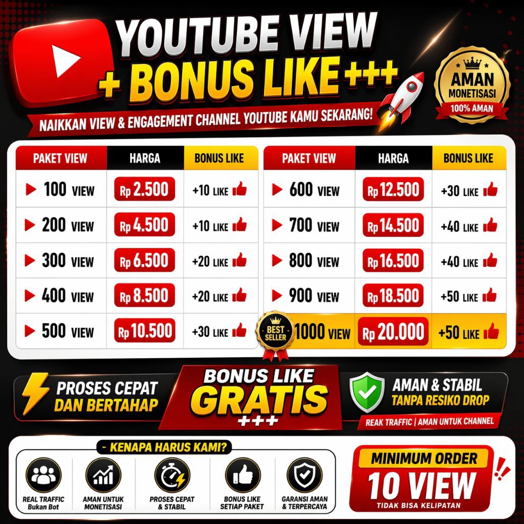 YouTube View + Bonus Like GRATIS  Real Traffic Aman Monetisasi & Cepat