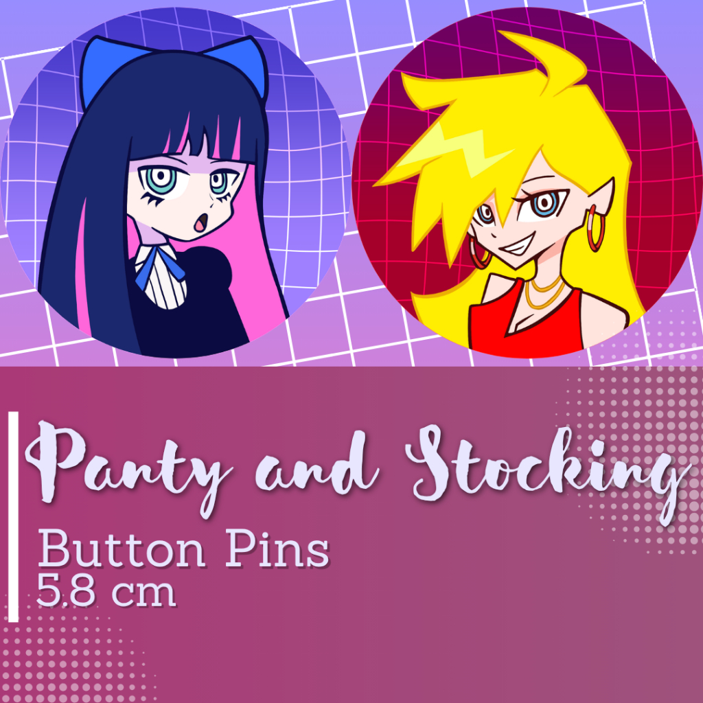 Fanmerch button pin panty and stocking with garterbelt paswg (panty, stocking)