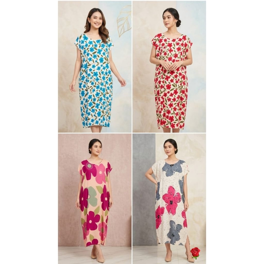 Daster Rayon Midi Dress Jumbo Wanita Ld 120