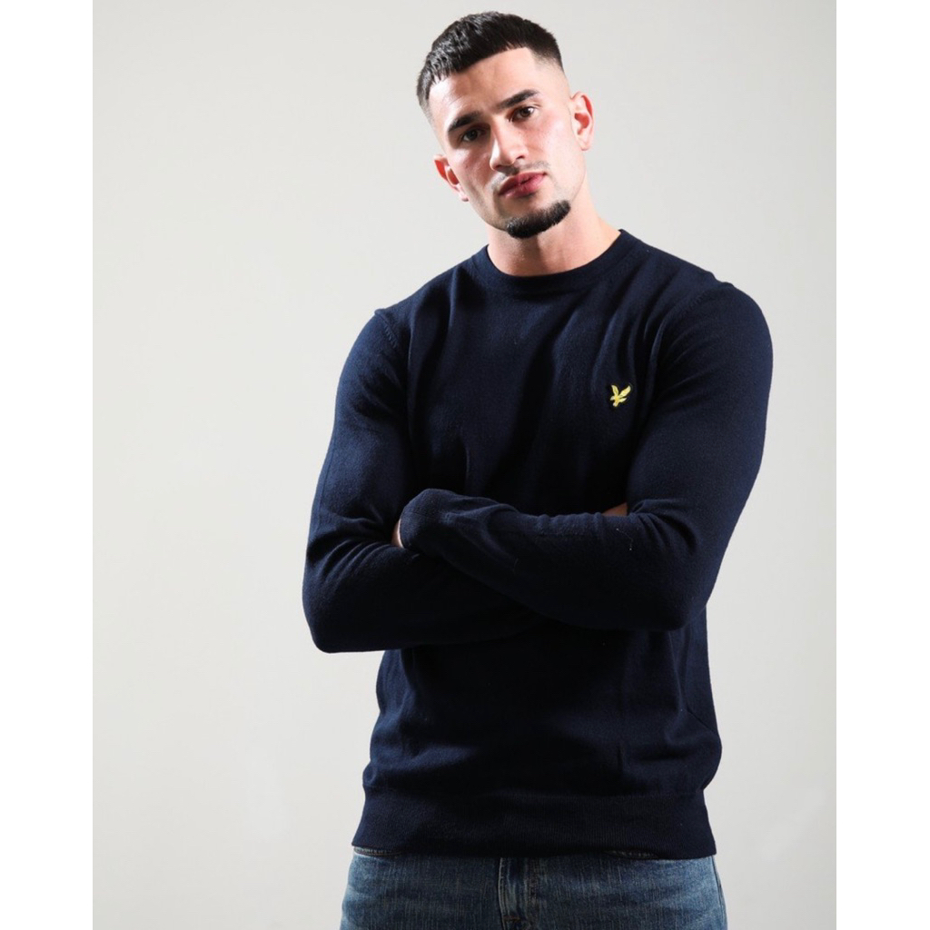 Lyle And Scott Crewneck Jumper Merino Sweatshirt In Navy