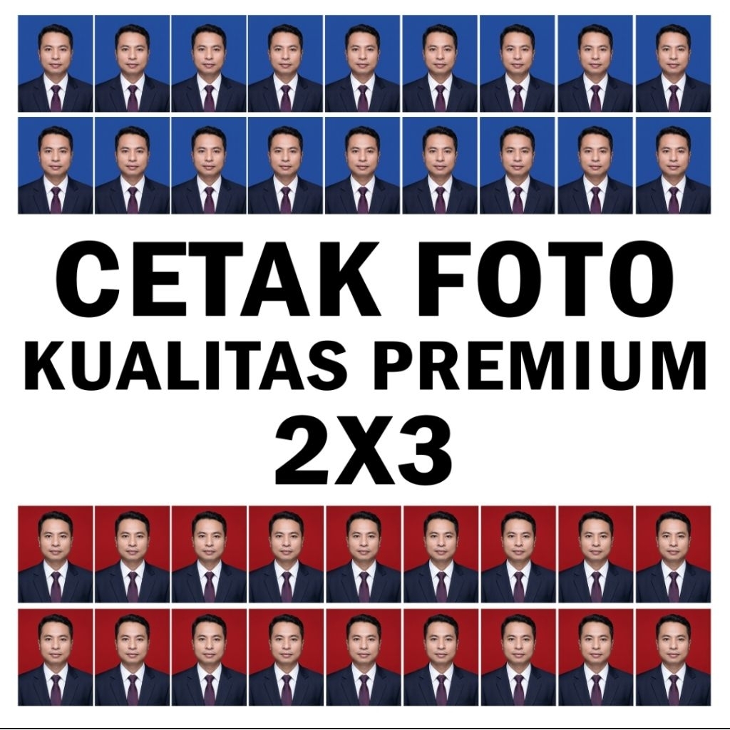 Cetak Pas Foto 2x3 Murah HD | Foto Lamaran Kerja, Ijazah | Bisa Edit Background Merah/Biru