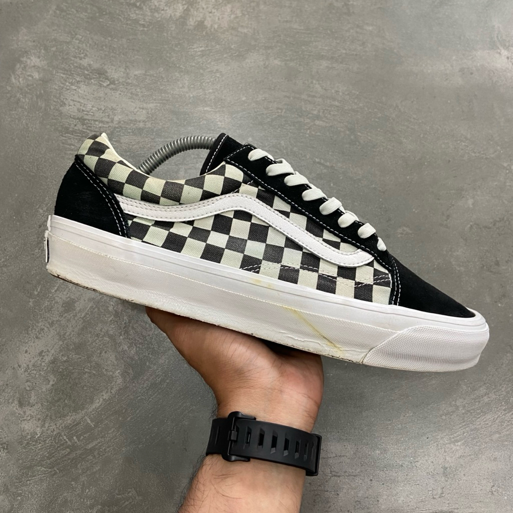 [Size 44.5] Vans Premium Old Skool 36 DX Checkerboard-Print Black White Second Original Kondisi Nomi