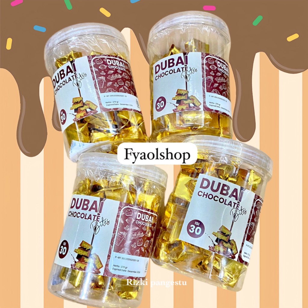 COKLAT DUBAI MINI ISI 30 - Coklat Mini Bar Kemasan Toples - Dubai Coklat