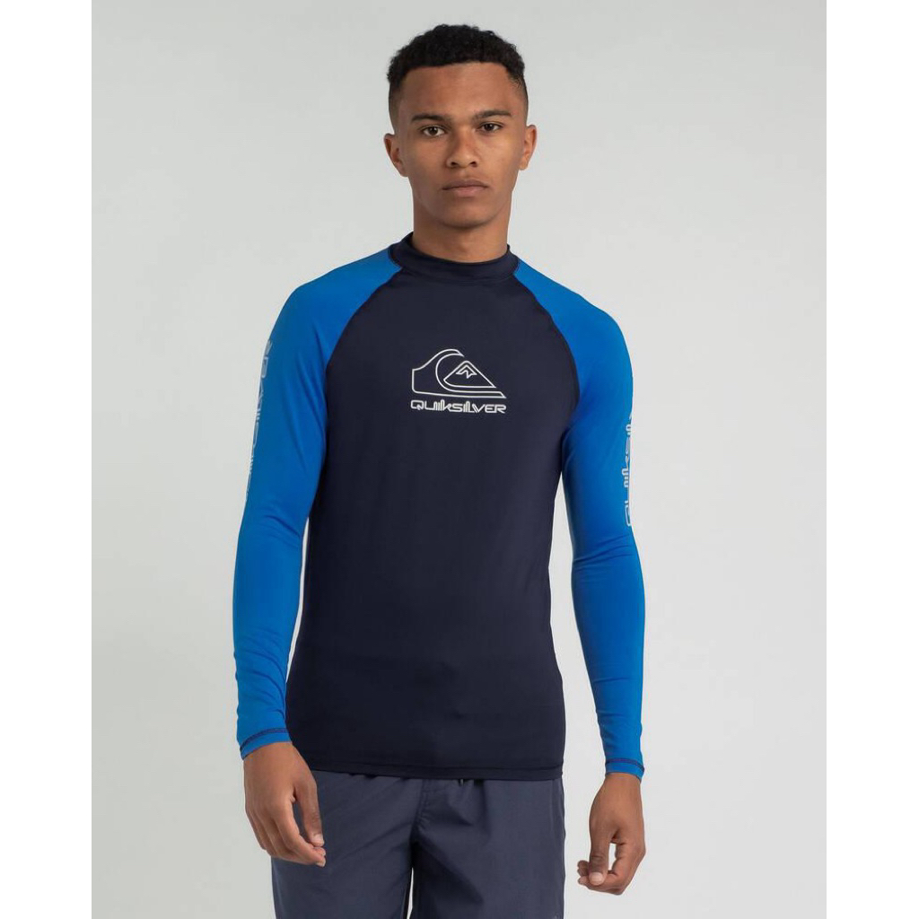Kaos Quiksilver Rashguard Blck Blue Logo