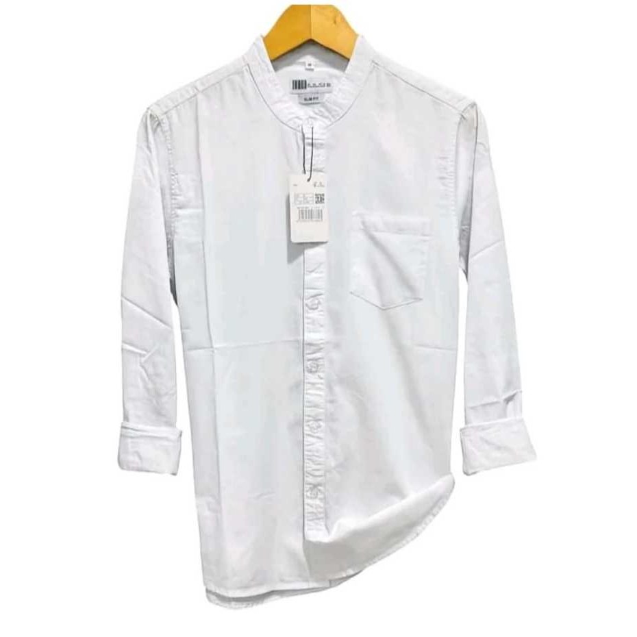 uniqlo kemeja putih pria  putih polos shanghai pria slim size m-l-xl-2xl-3xl-4xl