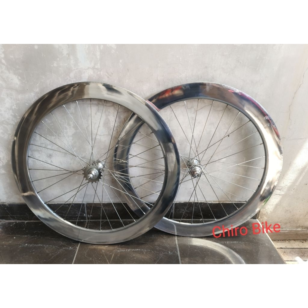 wheelset sepeda 700c fixie ION DIVERSE rims 6cm doltrap bearing loncer silver