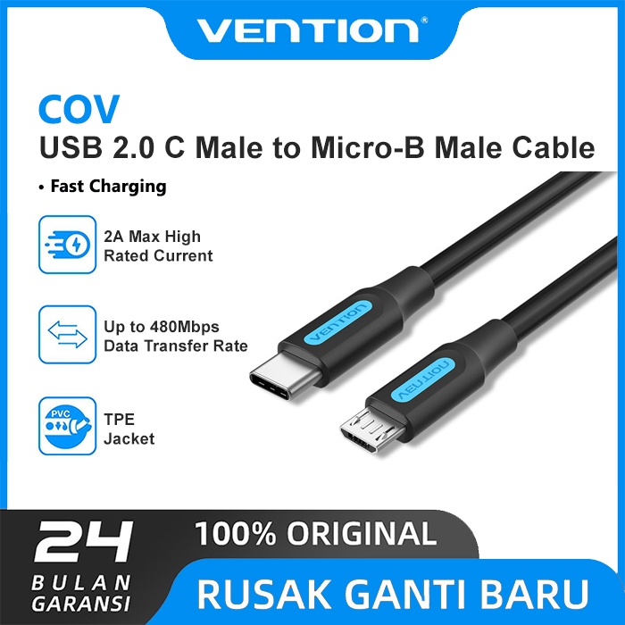 Vention Kabel Charger 2A Type-C to Micro USB Adapter USB-C to Micro