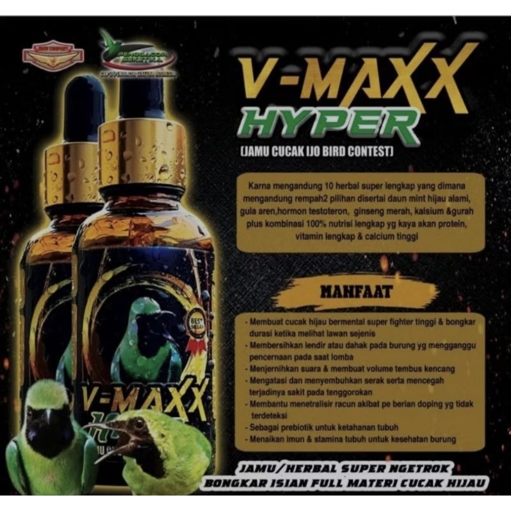 VMAXX HYPER CUCAK IJO vitamin burung cucak ijo doping burung cucak metabolisme burung dosis tinggi
