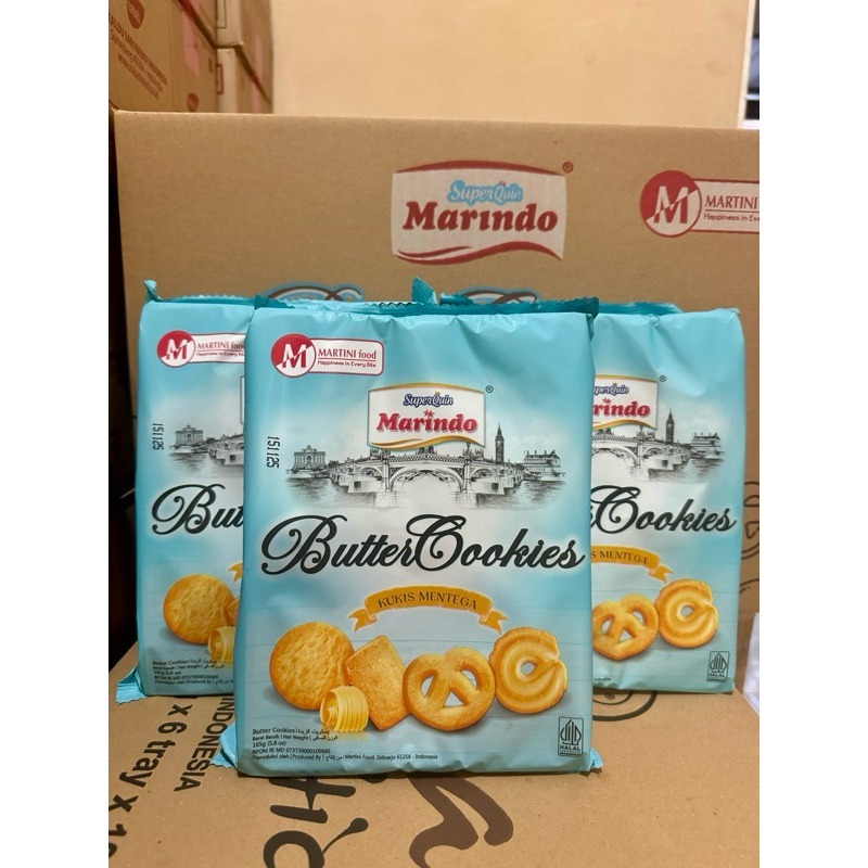 Snack Jajan Ulang tahun Souvenir Hajatan Songong Marindo Butter Cookies 165gr 1dus isi 24Pcs Termura