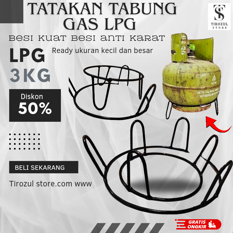 Tatakan Tabung Gas LPG 3Kg Besi Tebal Anti Karat Kuat & Tahan Lama | Dudukan tabung gas lpg 3kg | Ta