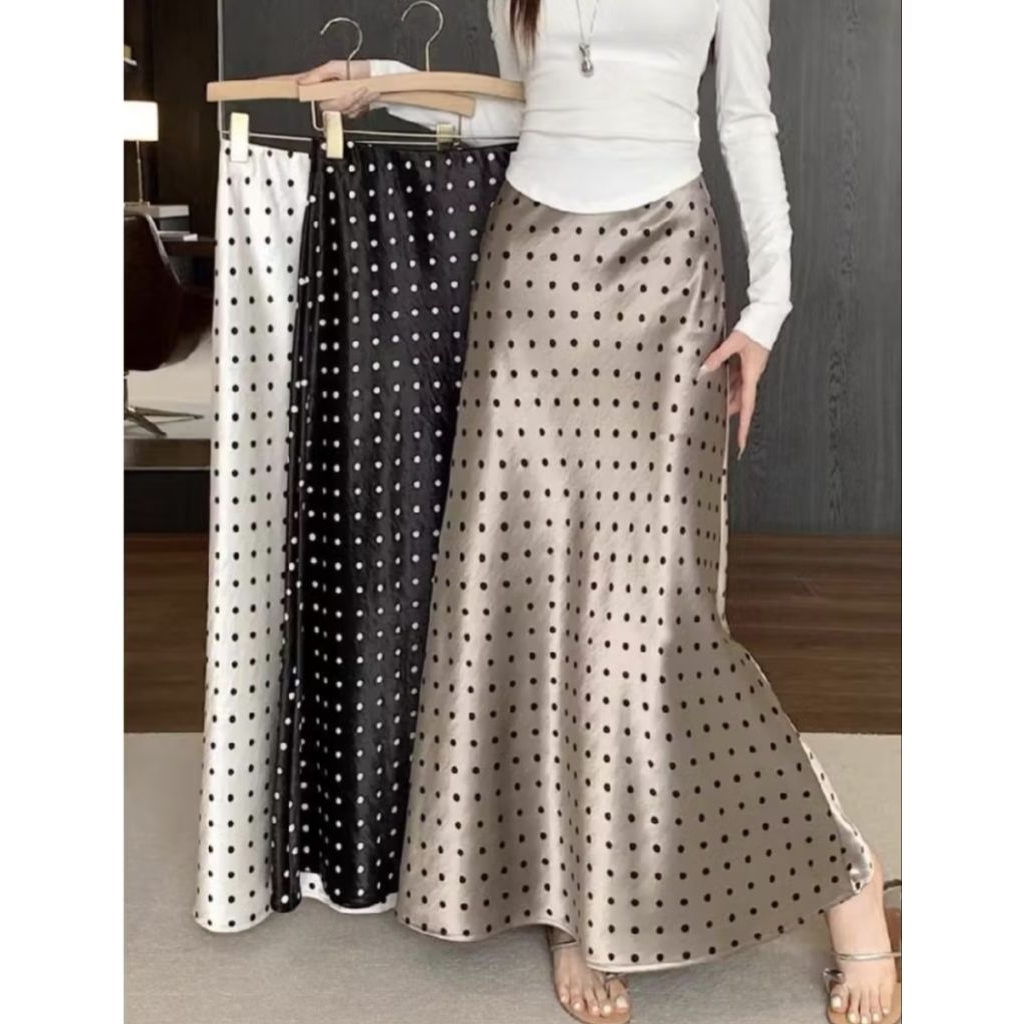 mermaid satin skirt / rok duyung satin / satin skirt / rok polkadot mermaid silk / polka skirt