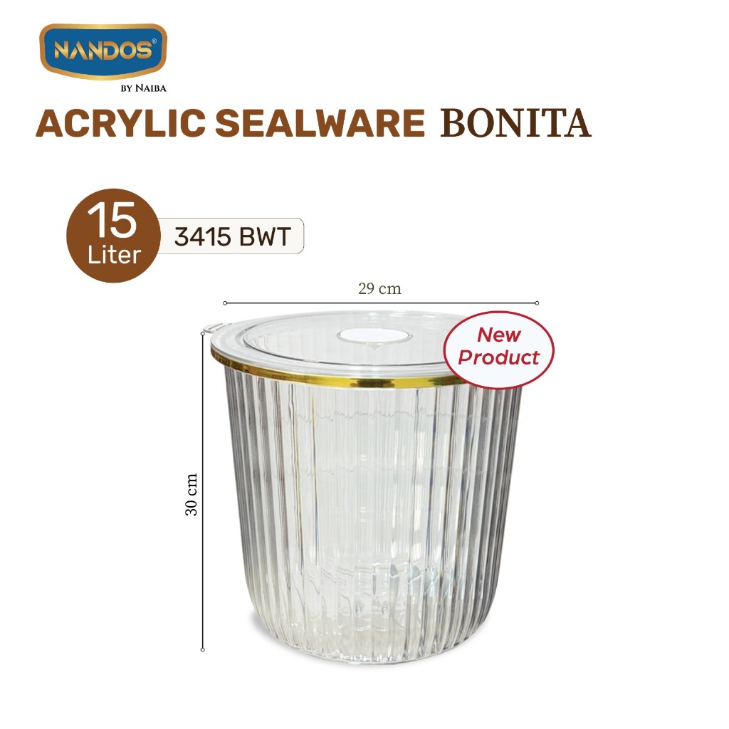 TOPLES BONITA 15 LITER KRISTAL AKRILIK / TOPLES KERUPUK KEDAP UDARA TOPLES KUE KERING AESTHETIC TOPL