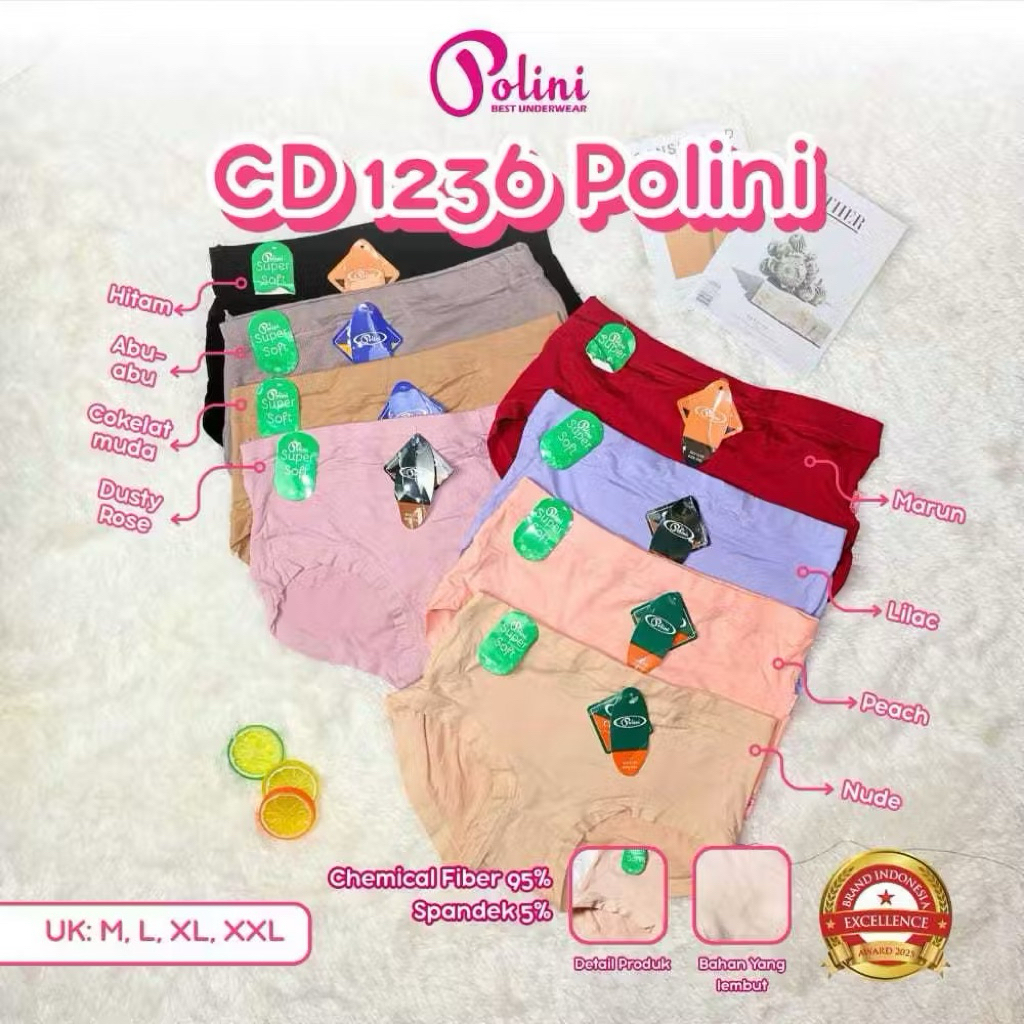 TERMURAH || Celana Dalam Wanita Katun Best Quality | CD Perempuan Jumbo Polini (( 1236 ))