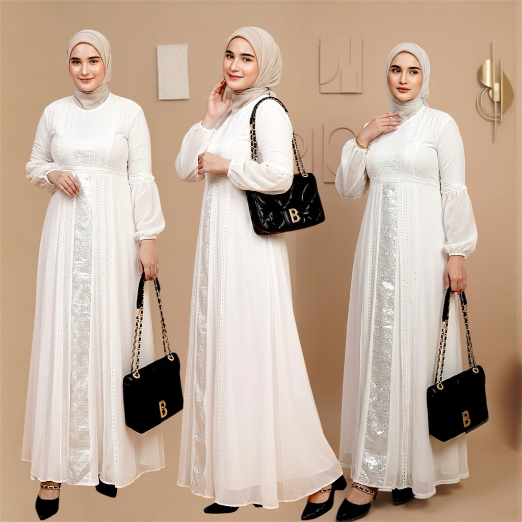 Abaya Turki Safira Putih Terbaru Abaya Gamis Muslimah Umroh