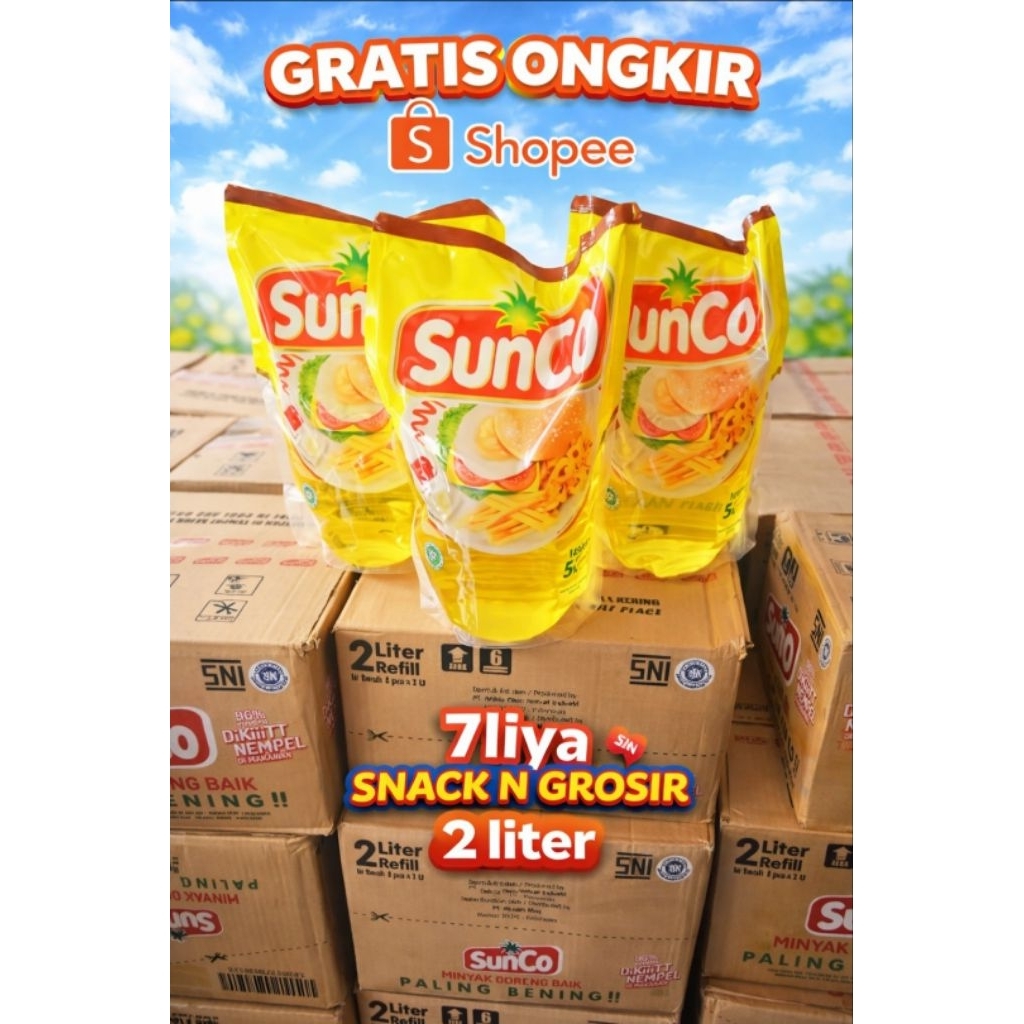 Minyak Goreng SunCo 2 Liter Refill | Jernih & Berkualitas | 7liya Snack N Grosir | Minyak Goreng Sun