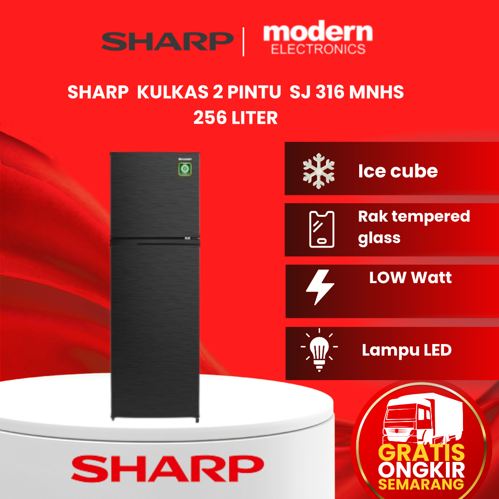 KULKAS SHARP 2 PINTU SJ316MNHS KIREI SERIES