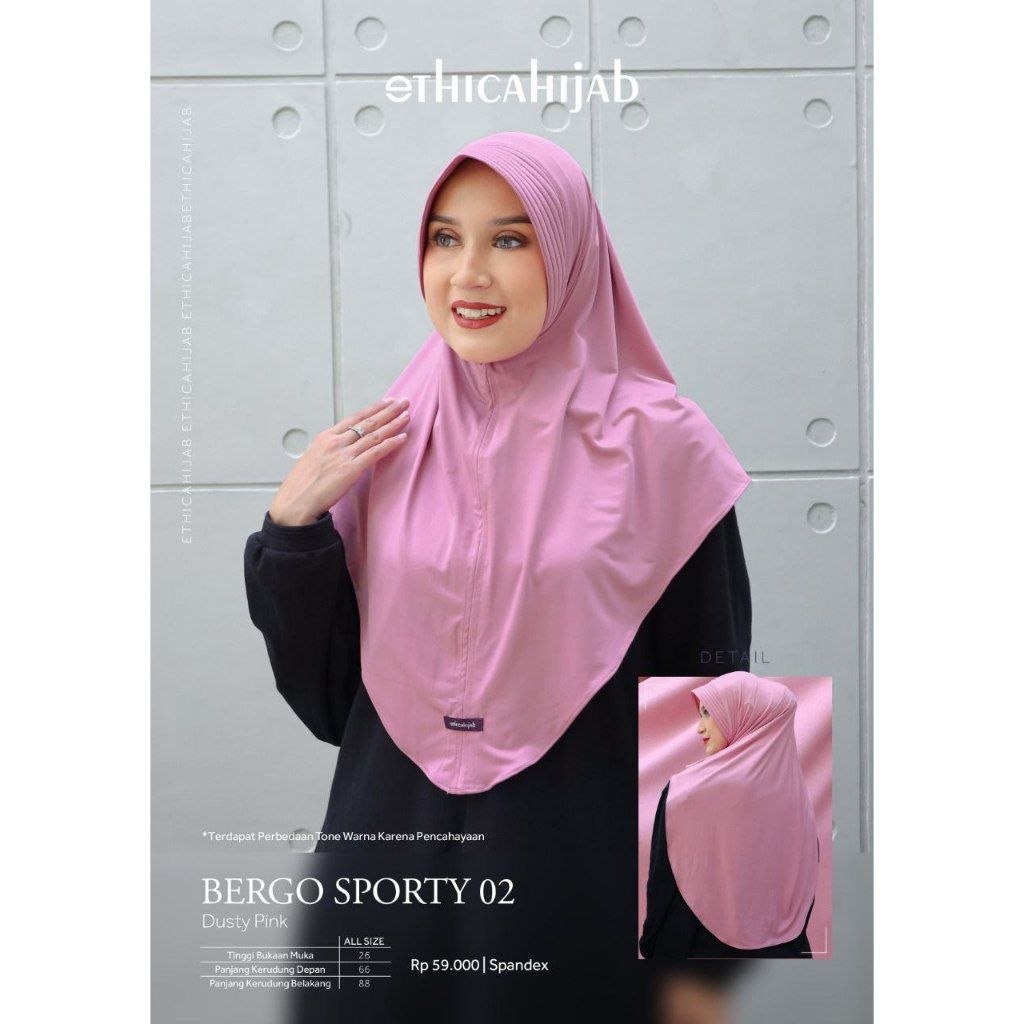 (COD) READY TERMURAH SARIMBIT/ COUPLE KELUARGA BY ETHICA HIJAB BERGO SPORTY 02 DUSTY PINK