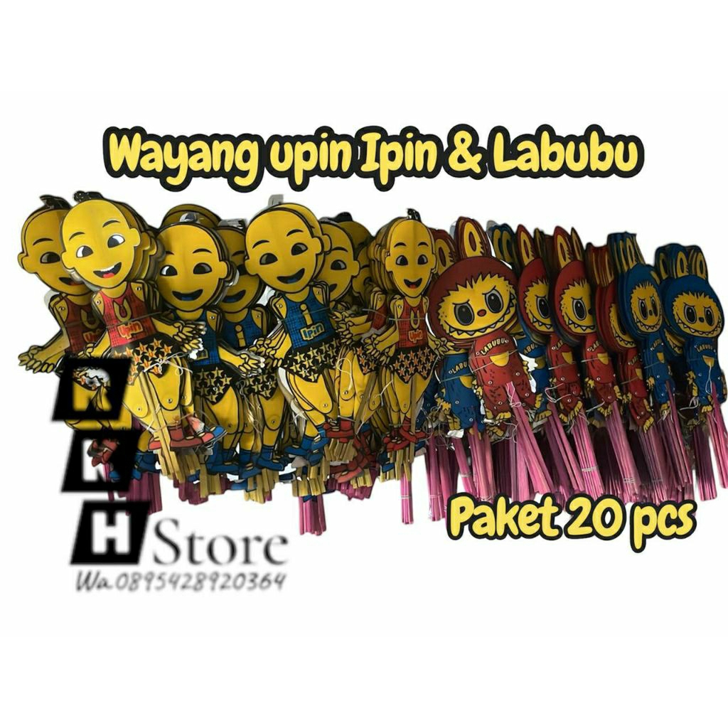 paket 20pcs wayang upin-ipin/wayang labubu